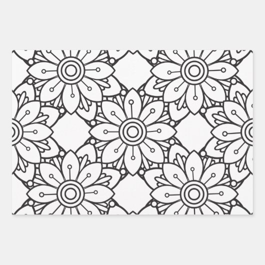 Summer Blume Pattern Gelb Grau Geschenkpapier Set (Vorderseite 2)