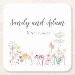 Summer Blume Personalisiert Square Paper Untersetz Rechteckiger Pappuntersetzer