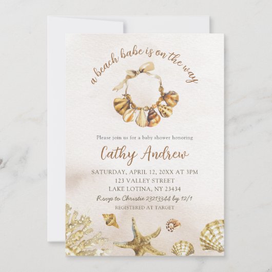 Summer Boho Beach Babe Baby Dusche Einladung (Vorderseite)