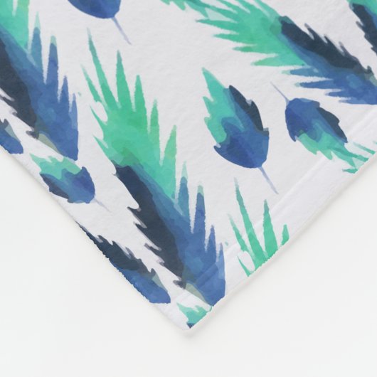 Summer Boho Blue Greenery Botanische Blätter Fleecedecke (Ecke)