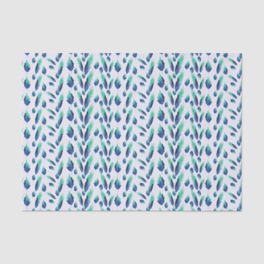 Summer Boho Blue Greenery Botanische Blätter Seidenpapier (Vorderseite)