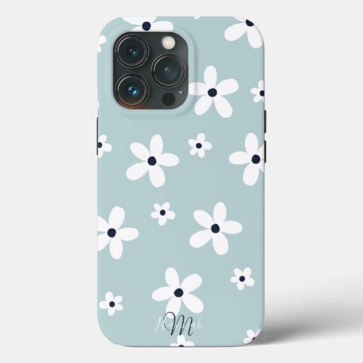 Summer Boho Blue White Daisy Blume Case-Mate iPhone Hülle (Rückseite)