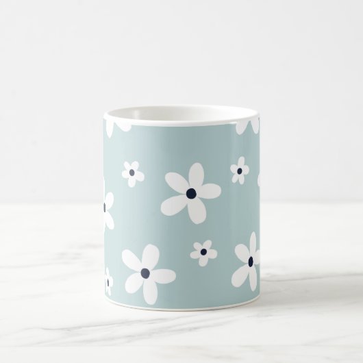 Summer Boho Blue White Daisy Blume Kaffeetasse (Mittel)
