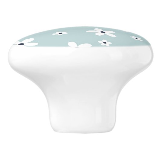 Summer Boho Blue White Daisy Blume Keramikknauf (Seitenansicht)