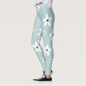 Summer Boho Blue White Daisy Blume Leggings (Links)