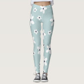 Summer Boho Blue White Daisy Blume Leggings (Vorderseite)