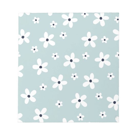 Summer Boho Blue White Daisy Blume Notizblock (Vorderseite)
