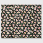 Summer Boho Floral auf Black Geschenkpapier (Flach)