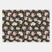 Summer Boho Floral auf Black Geschenkpapier Set (Vorderseite)
