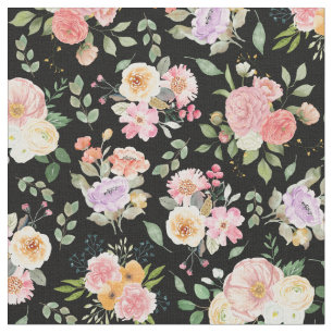 Summer Boho Floral auf Black Stoff
