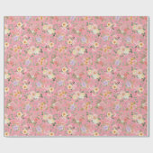 Summer Boho Floral auf Rose Pink Geschenkpapier (Flach)