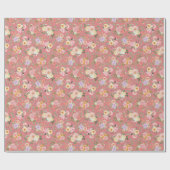 Summer Boho Floral auf Tulip Pink Geschenkpapier (Flach)