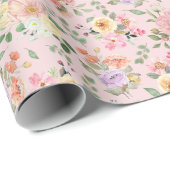 Summer Boho Floral on Baby Pink Geschenkpapier (Rolleneckpunkt)