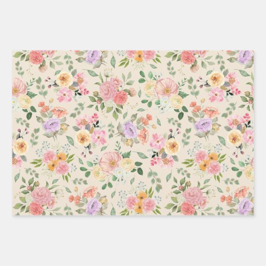Summer Boho Floral on Bale Yellow Geschenkpapier Set (Vorderseite 2)