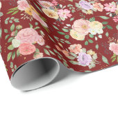 Summer Boho Floral on Barn Red Geschenkpapier (Rolleneckpunkt)