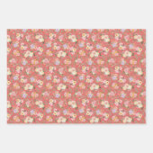 Summer Boho Floral on Dark Coral Pink Geschenkpapier Set (Vorderseite 3)
