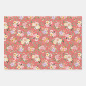 Summer Boho Floral on Dark Coral Pink Geschenkpapier Set (Vorderseite)