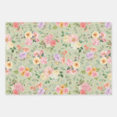 Summer Boho Floral on Gin Green Geschenkpapier Set (Vorderseite 2)