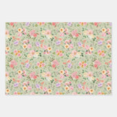 Summer Boho Floral on Gin Green Geschenkpapier Set (Vorderseite)