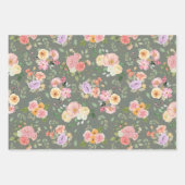 Summer Boho Floral on Gray Geschenkpapier Set (Vorderseite 2)