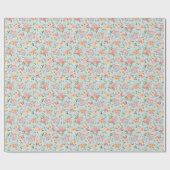 Summer Boho Floral on Light Blue Geschenkpapier (Flach)