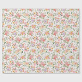 Summer Boho Floral on Off White Geschenkpapier (Flach)