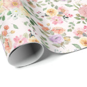 Summer Boho Floral on Off White Geschenkpapier (Rolleneckpunkt)