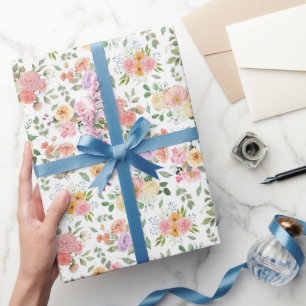 Summer Boho Floral on White Geschenkpapier