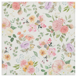 Summer Boho Floral on White Stoff