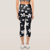 Summer Boho Schwarz-weiß Daisy Blume Capri Leggings (Rückseite)