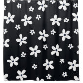 Summer Boho Schwarz-weiß Daisy Blume Duschvorhang (Vorderseite)