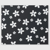 Summer Boho Schwarz-weiß Daisy Blume Geschenkpapier (Flach)