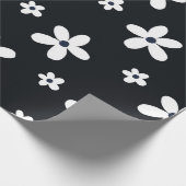 Summer Boho Schwarz-weiß Daisy Blume Geschenkpapier (Ecke)