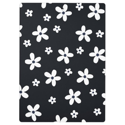 Summer Boho Schwarz-weiß Daisy Blume Klemmbrett (Rückseite)