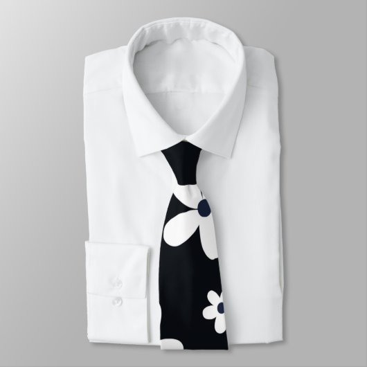 Summer Boho Schwarz-weiß Daisy Blume Krawatte (Gebunden)