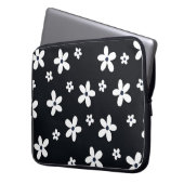 Summer Boho Schwarz-weiß Daisy Blume Laptopschutzhülle (Vorderseite Links)