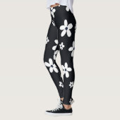 Summer Boho Schwarz-weiß Daisy Blume Leggings (Links)