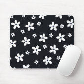 Summer Boho Schwarz-weiß Daisy Blume Mousepad (Mit Mouse)