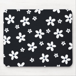 Summer Boho Schwarz-weiß Daisy Blume Mousepad