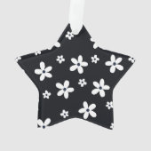 Summer Boho Schwarz-weiß Daisy Blume Ornament (Rückseite)