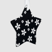 Summer Boho Schwarz-weiß Daisy Blume Ornament (Vorderseite)