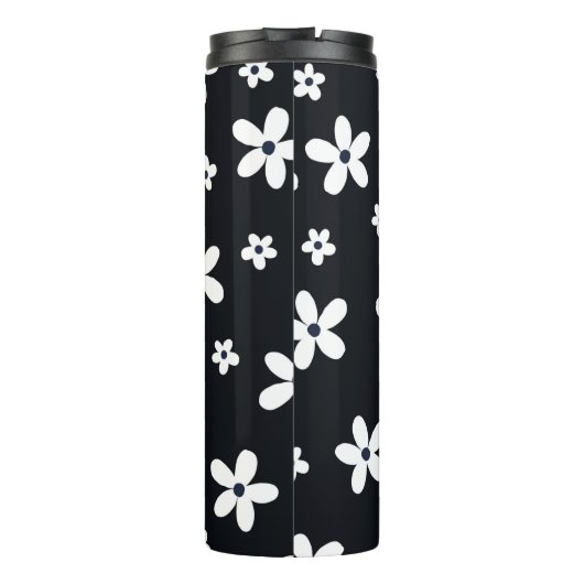 Summer Boho Schwarz-weiß Daisy Blume Thermosbecher (Rückseite)