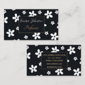 Summer Boho Schwarz-weiße Daisy-Blume Visitenkarte (Vorne/Hinten)