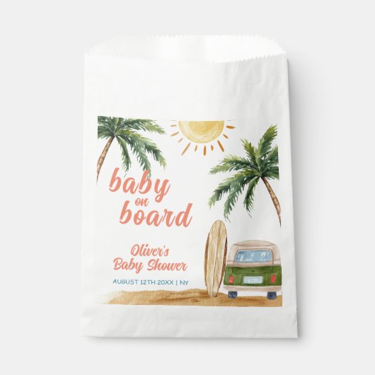 Summer Boho Surf Beach Van Baby Dusche Geschenktütchen (Vorderseite)