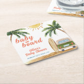 Summer Boho Surf Beach Van Baby Dusche Rechteckiger Pappuntersetzer (angewinkelt)
