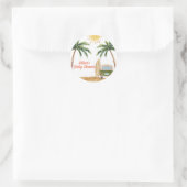 Summer Boho Surf Beach Van Baby Dusche Runder Aufkleber (Tasche)