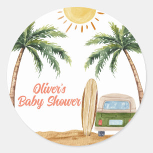 Summer Boho Surf Beach Van Baby Dusche Runder Aufkleber