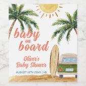 Summer Boho Surf Beach Van Baby Dusche Weinetikett (Einzelnes Label)