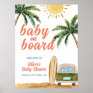 Summer Boho Surf Beach Van Baby Dusche Willkommen Poster