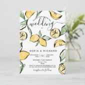 Summer Boho Wassercolor Lemon Citrus Greenery Einladung (Stehend Vorderseite)